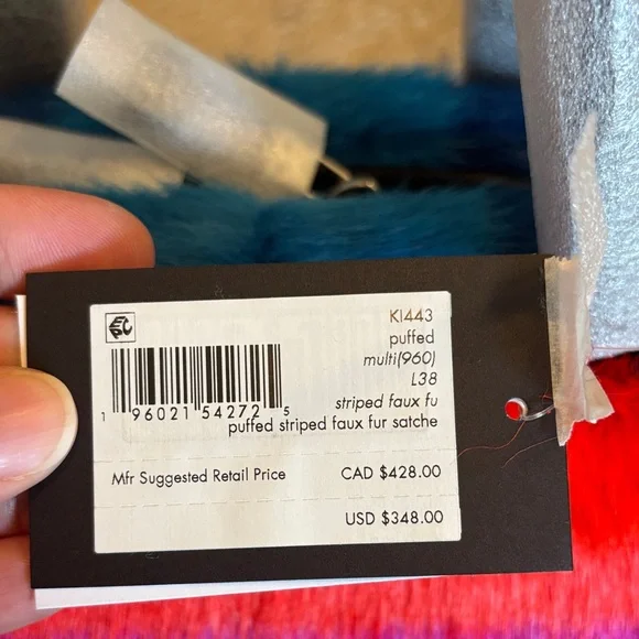 Kate Spade Puffed Striped Faux Fur Satchel - Picture 3 of 5